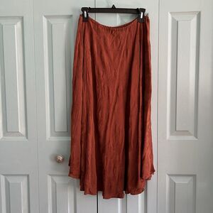 Salaam‎ Burnt Orange Boho Maxi Skirt M/L Elastic Waist Whimsigoth Goblincore